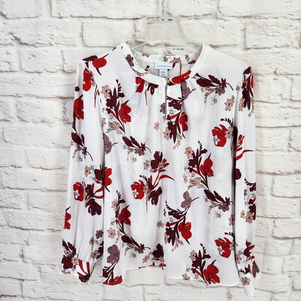 Liz Claiborne Top XXL P Floral Romantic Boho Cottage Office Work‎ Professional